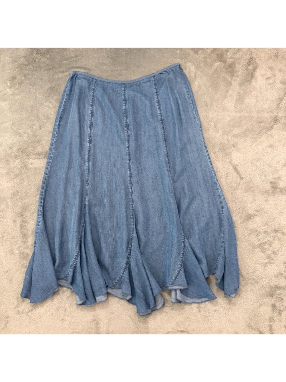 Nic + Zoe Blue Chambray Lyocell Midi Maxi Skirt Womens 14 Petite 14P